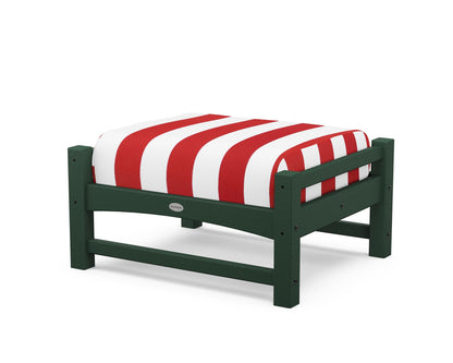 POLYWOOD® Club Ottoman in Green / Cabana Stripe Crimson