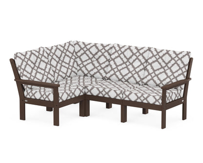 POLYWOOD® Vineyard 4-Piece Sectional in Mahogany / Trellis Grey Mist