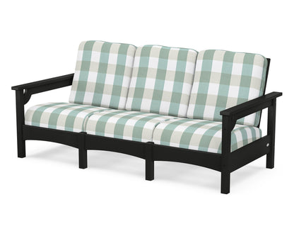 POLYWOOD® Club Sofa in Black / Buffalo Plaid Glacier Spa