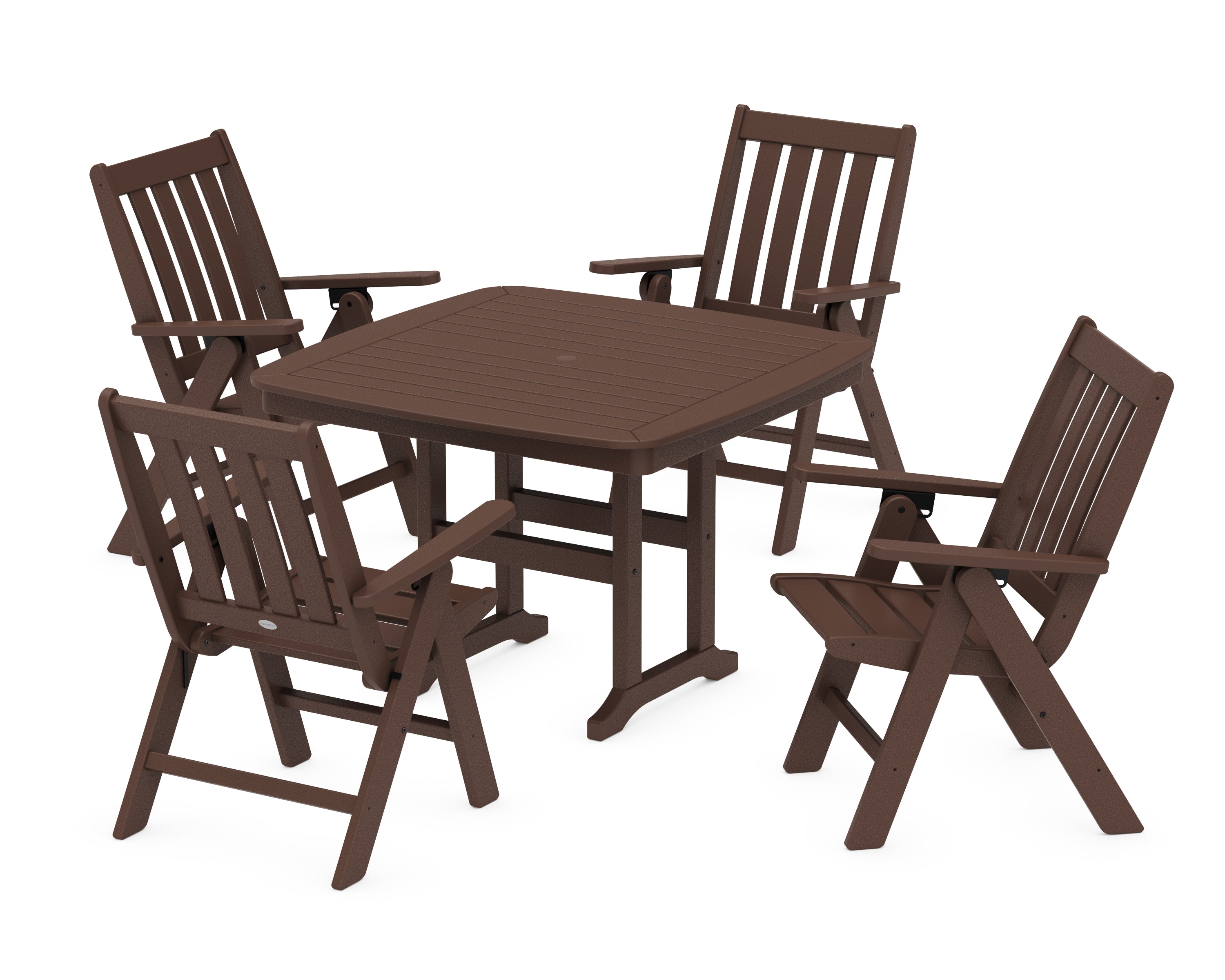 POLYWOOD® Vineyard Folding Chair 5-Piece Dining Set in Mahogany