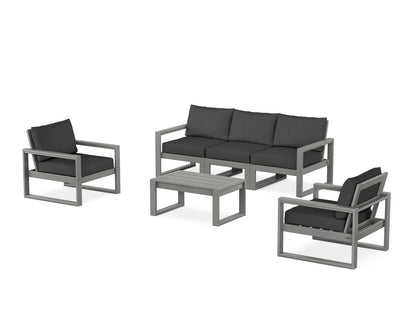 POLYWOOD® EDGE Sectional 4-Piece Deep Seating Set with Sofa in Slate Grey / Spectrum Carbon