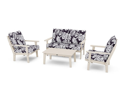 POLYWOOD® Lakeside 4-Piece Deep Seating Set in Sand / Leaf Navy