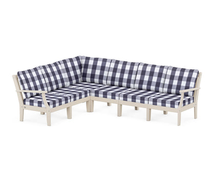 POLYWOOD® Braxton Modular 6-Piece Deep Seating Set in Sand / Buffalo Plaid Navy