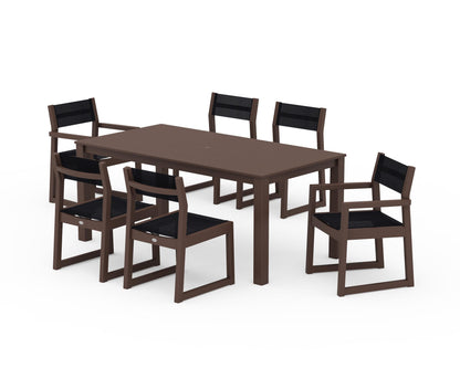POLYWOOD® EDGE Sling 7-Piece Parsons Dining Set in Mahogany / Black Sling