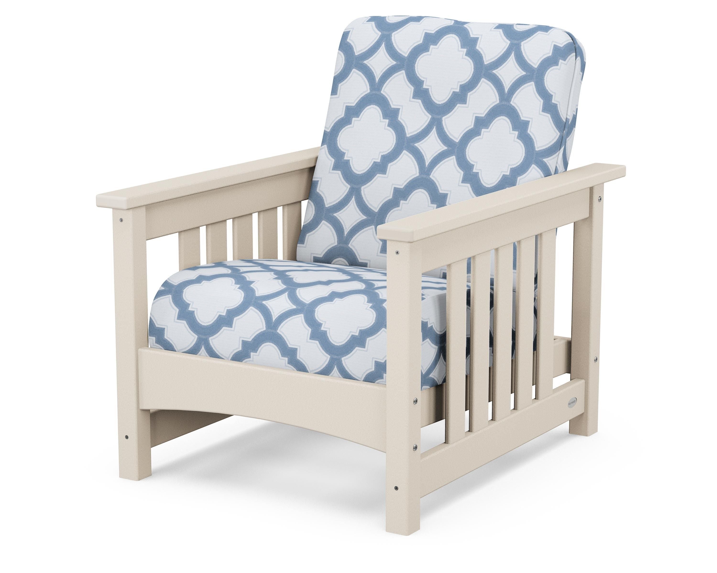 POLYWOOD® Club Mission Chair in Sand / Trellis Sky Blue