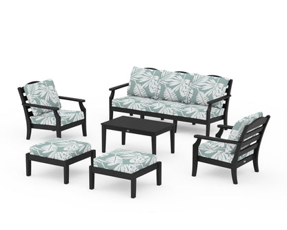 Draper James™ by  POLYWOOD® Savannah 6-Piece Lounge Sofa Set in Black / Leaf Glacier Spa