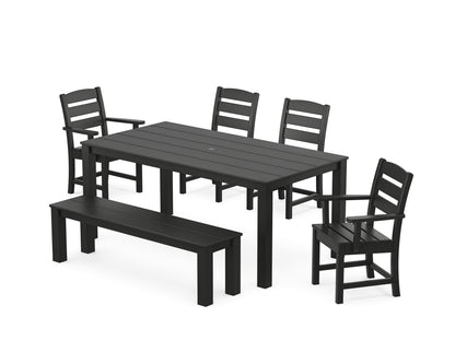 POLYWOOD® Lakeside 6-Piece Parsons Dining Set with Bench in Black