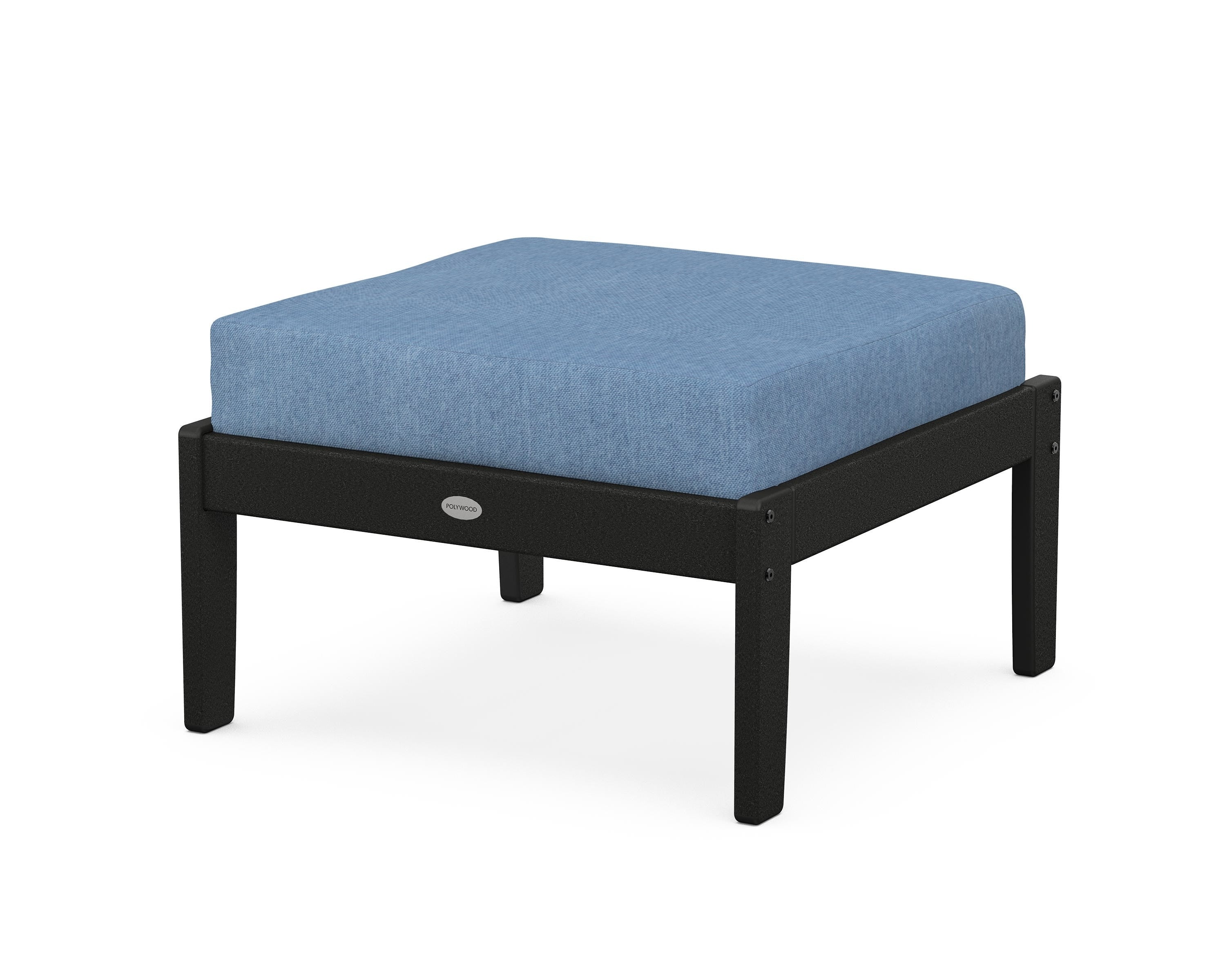 POLYWOOD® Braxton Deep Seating Ottoman in Black / Sky Blue