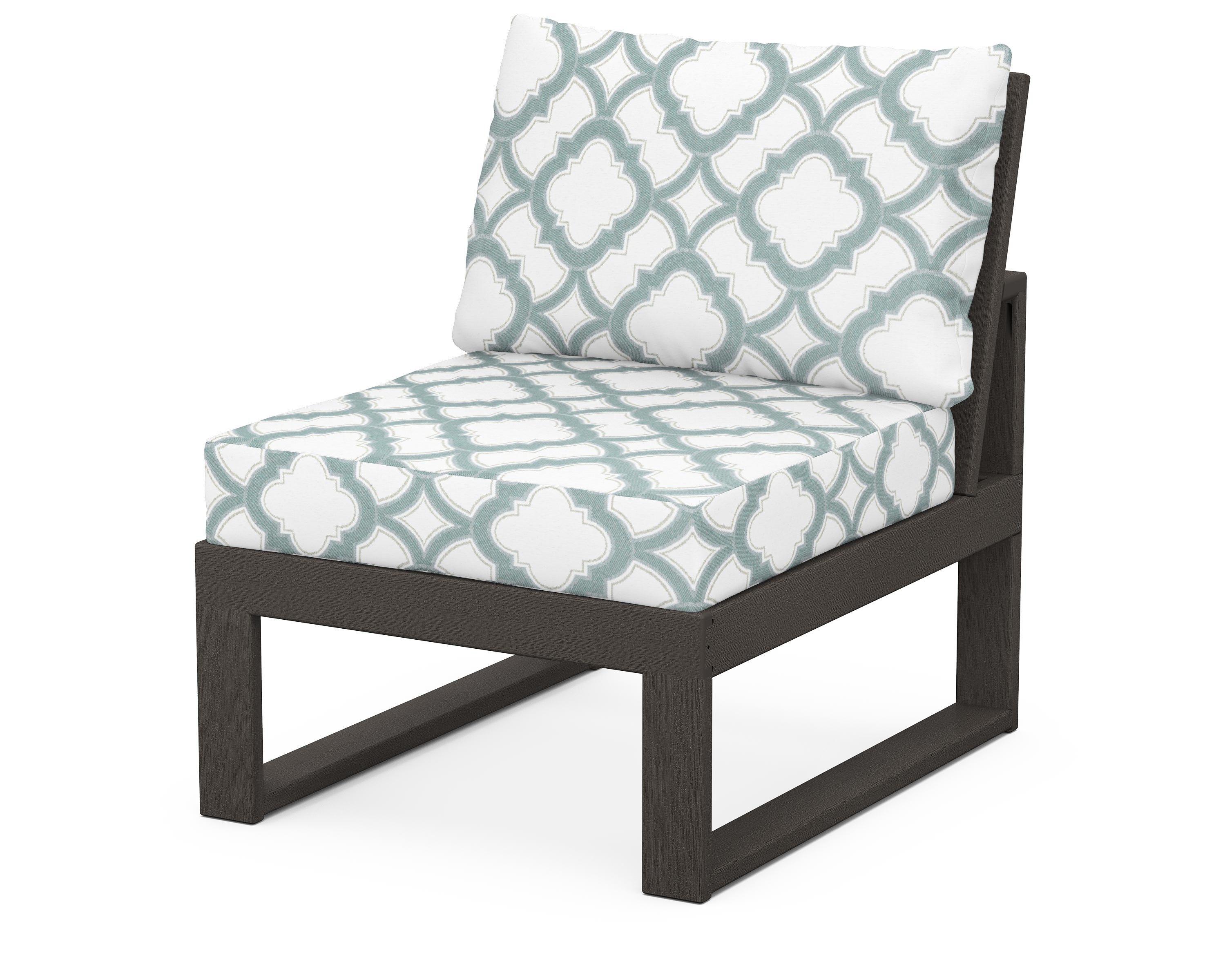 Unbranded Modular Armless Chair in Vintage Coffee / Trellis Glacier Spa