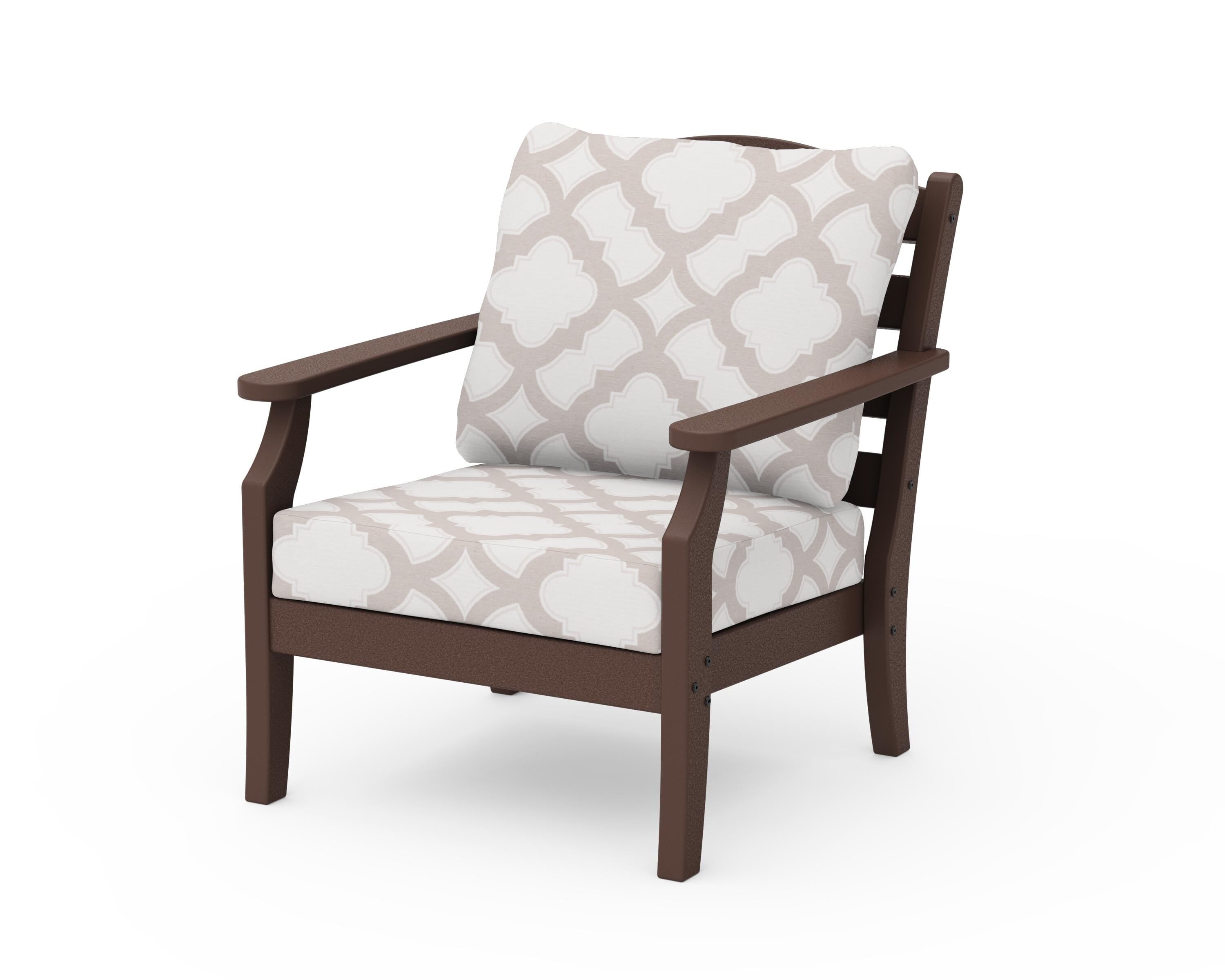 Draper James™ by  POLYWOOD® Savannah Deep Seating Chair in Mahogany / Trellis Dune Burlap