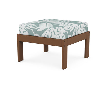 POLYWOOD® Vineyard Modular Ottoman in Teak / Leaf Glacier Spa