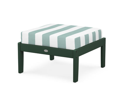 POLYWOOD® Braxton Deep Seating Ottoman in Green / Cabana Stripe Glacier Spa