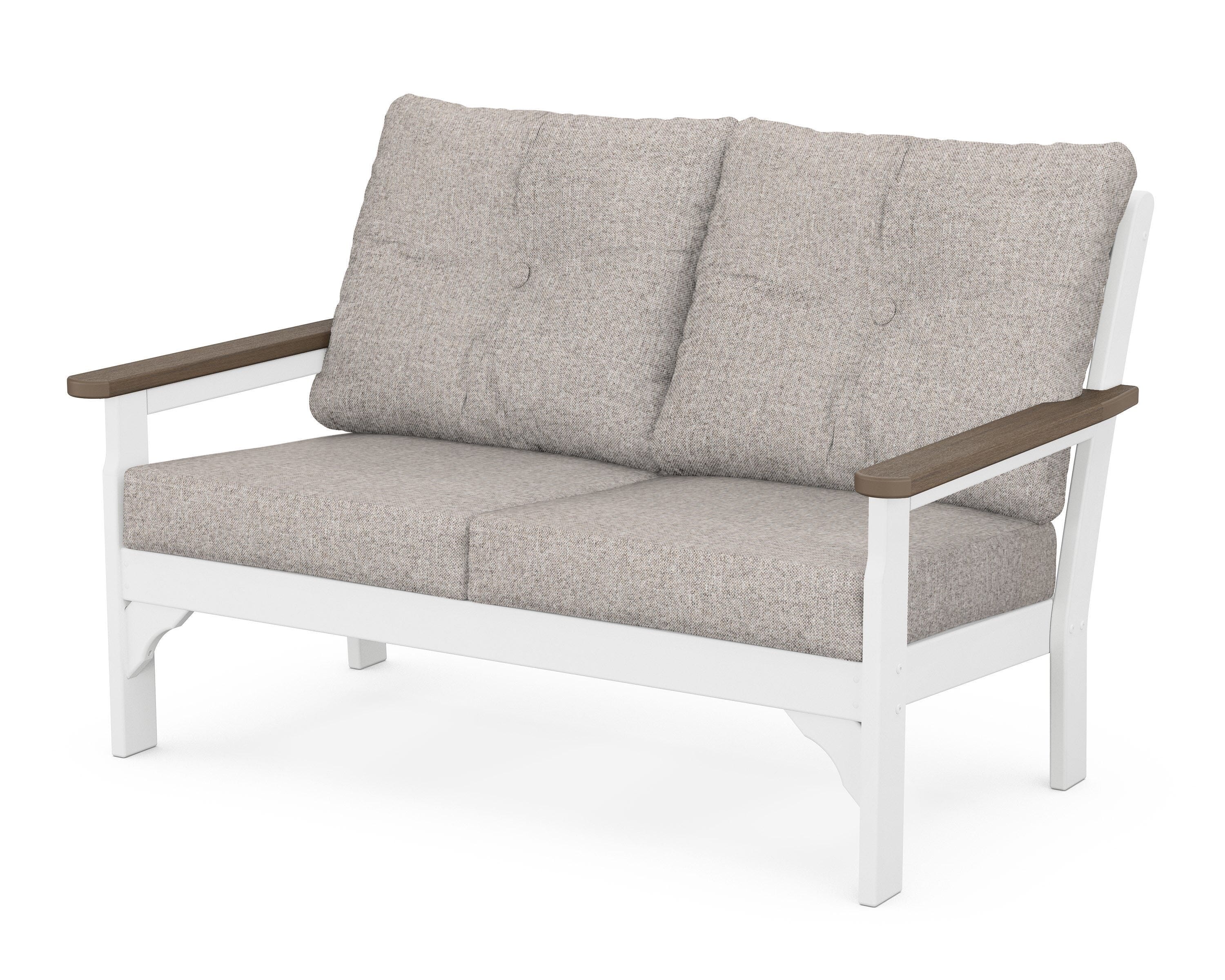 POLYWOOD® Vineyard Deep Seating Loveseat in White / Kona / Weathered Tweed