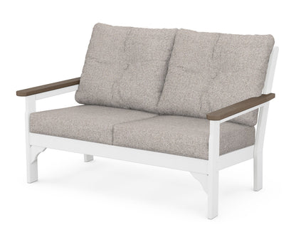 POLYWOOD® Vineyard Deep Seating Loveseat in White / Kona / Weathered Tweed