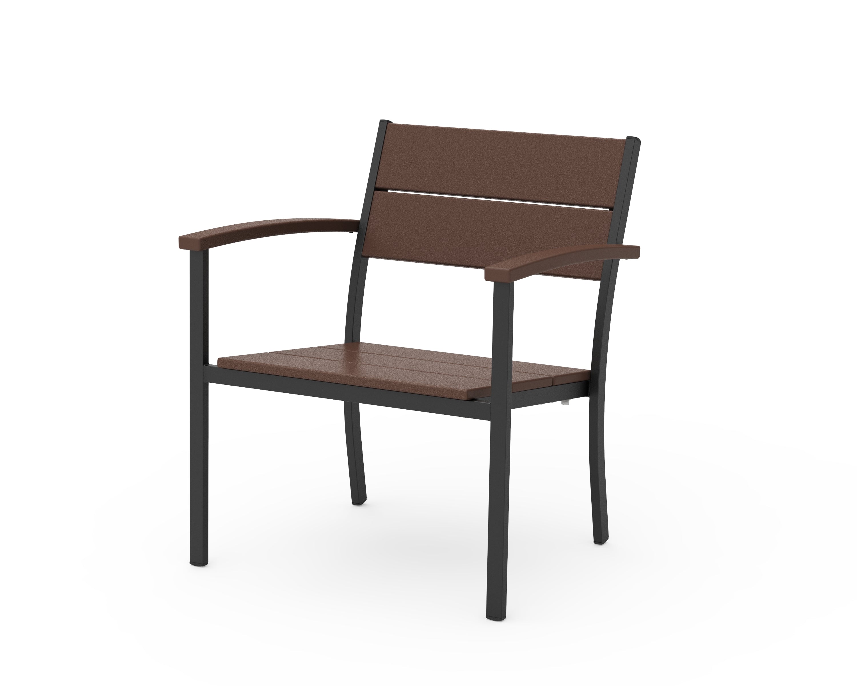 POLYWOOD® Main Street Stacking Lounge Arm Chair in Black / Mahogany