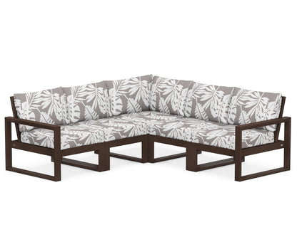 POLYWOOD® EDGE 5-Piece Modular Deep Seating Set in Mahogany / Leaf Grey Mist