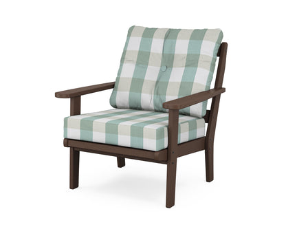 POLYWOOD® Mission Deep Seating Chair in Mahogany / Buffalo Plaid Glacier Spa