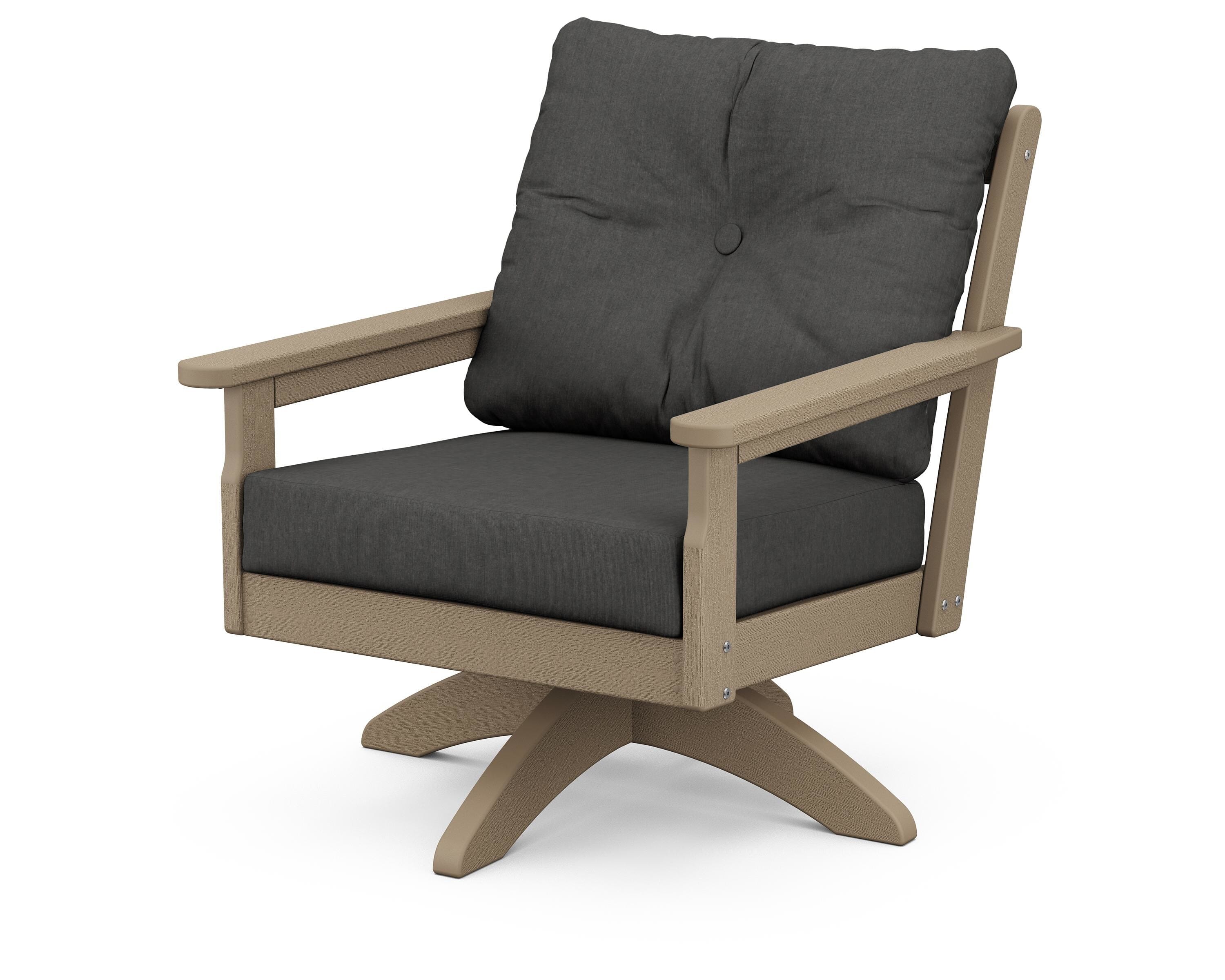POLYWOOD® Vineyard Deep Seating Swivel Chair in Vintage Sahara / Spectrum Carbon