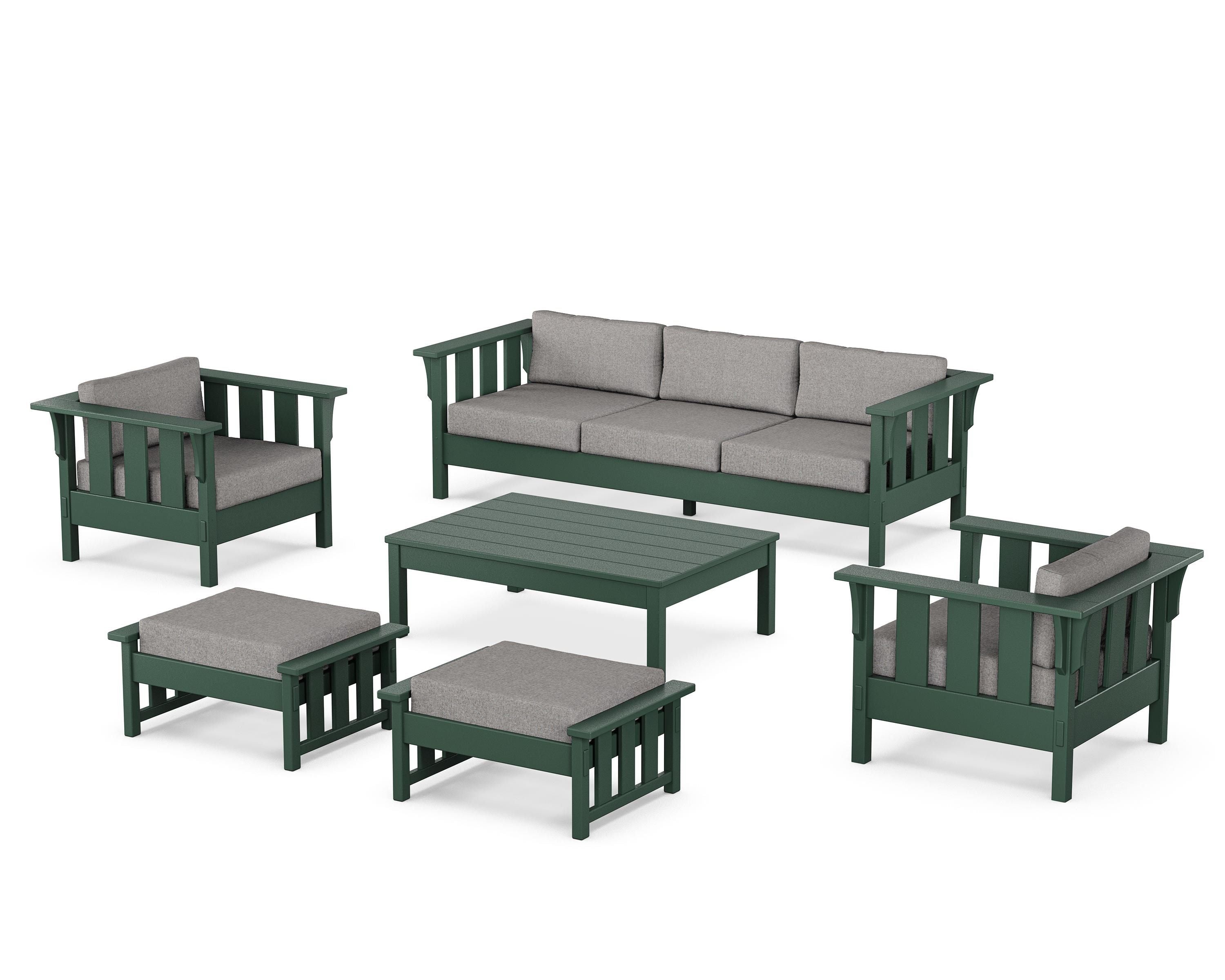 Martha Stewart by POLYWOOD® Acadia 6-Piece Lounge Sofa Set in Green / Grey Mist