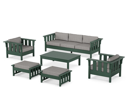 Martha Stewart by POLYWOOD® Acadia 6-Piece Lounge Sofa Set in Green / Grey Mist