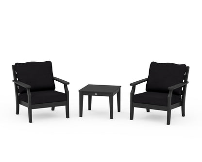 Draper James™ by  POLYWOOD® Savannah 3-Piece Deep Seating Set in Black / Midnight Linen