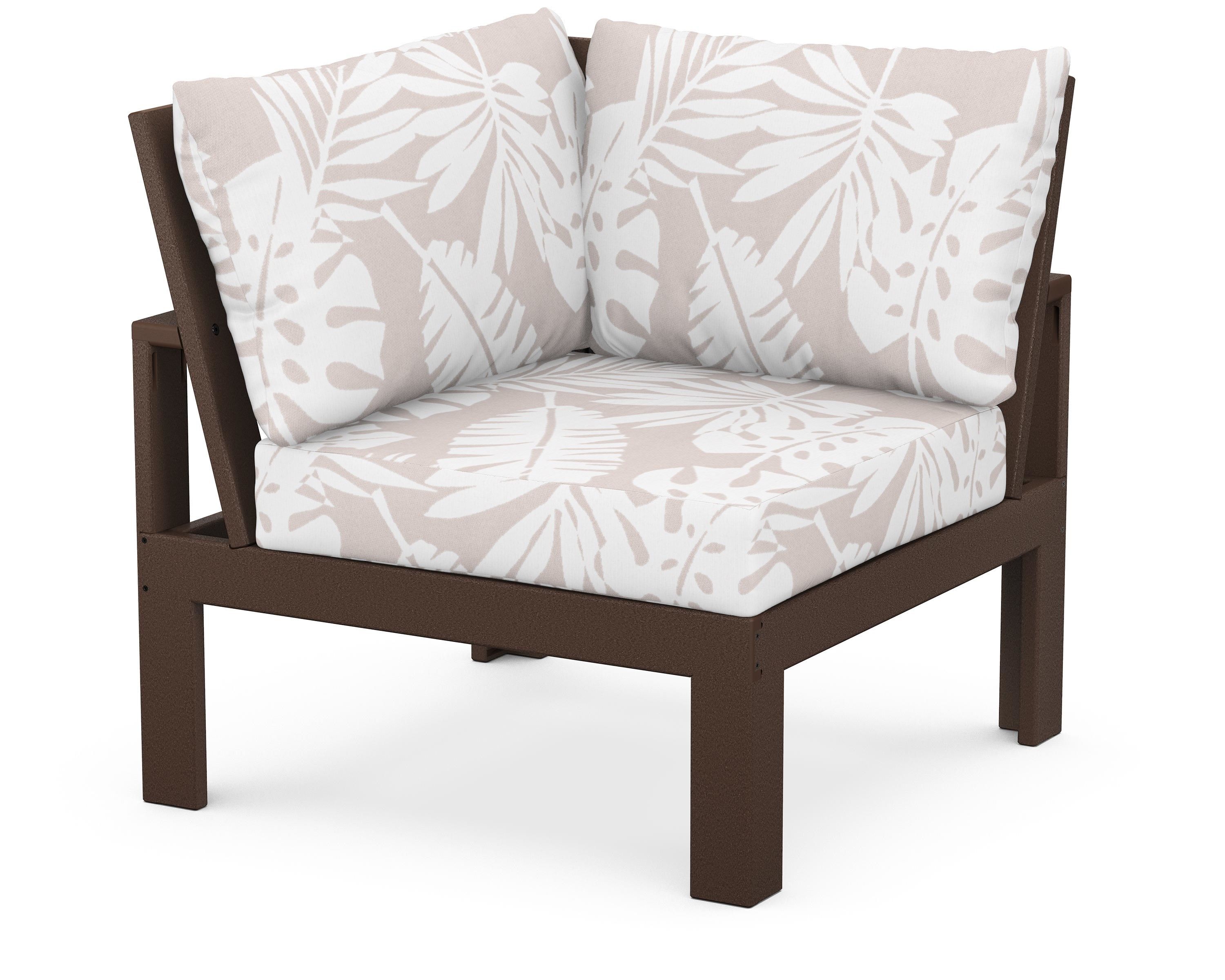 Unbranded Modular Corner Chair in Mahogany / Leaf Dune Burlap
