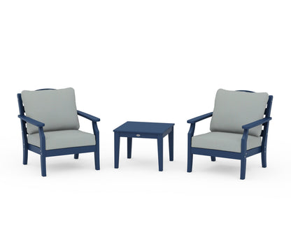 Draper James™ by  POLYWOOD® Savannah 3-Piece Deep Seating Set in Navy / Spa