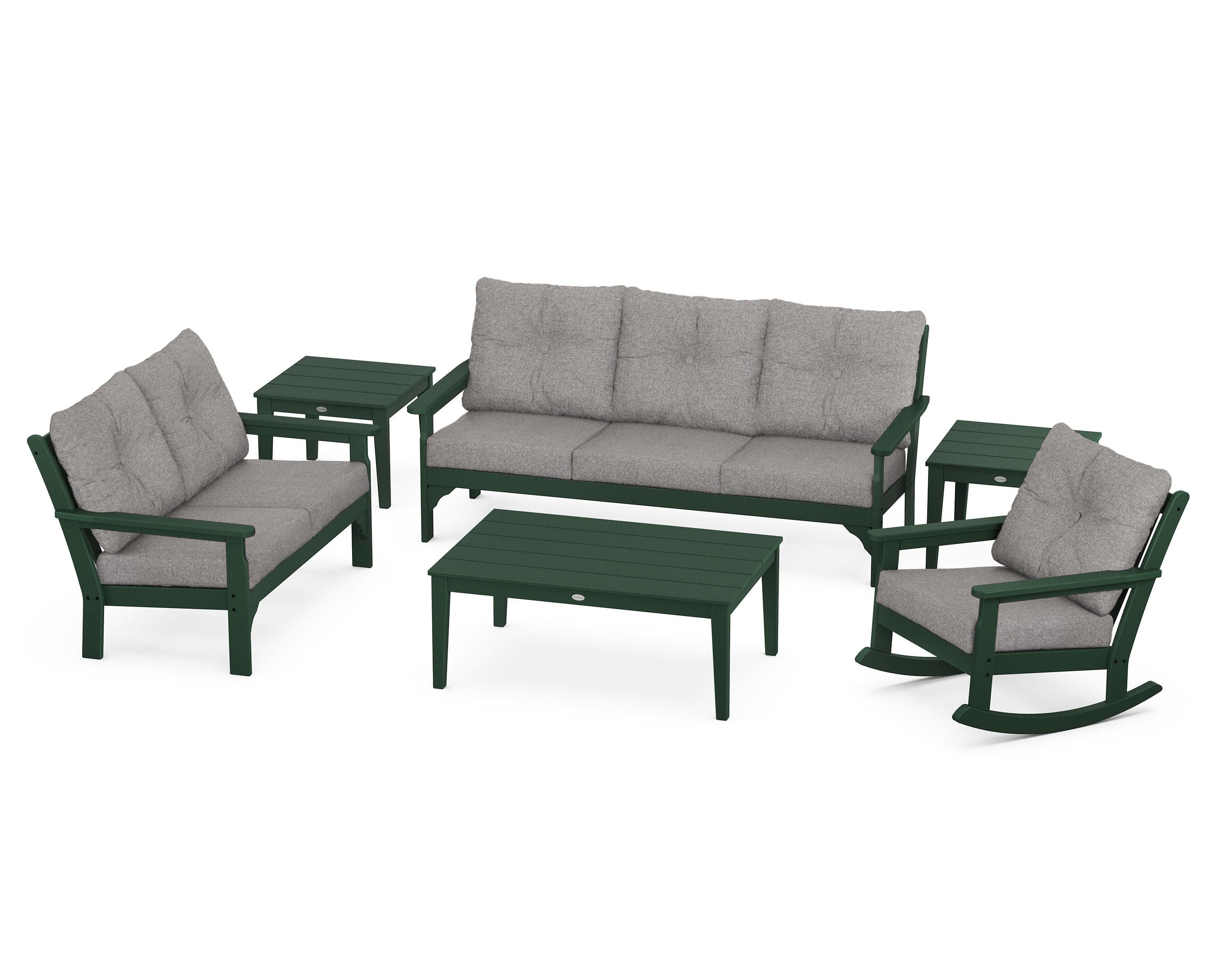 POLYWOOD® Vineyard 6-Piece Deep Seating Set in Green / Grey Mist