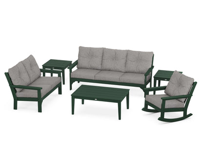 POLYWOOD® Vineyard 6-Piece Deep Seating Set in Green / Grey Mist