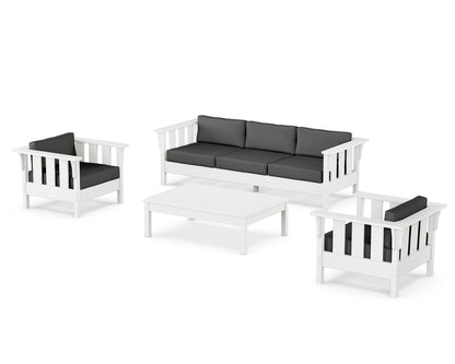 Martha Stewart by POLYWOOD® Acadia 4-Piece Deep Seating Set with Sofa in White / Spectrum Carbon
