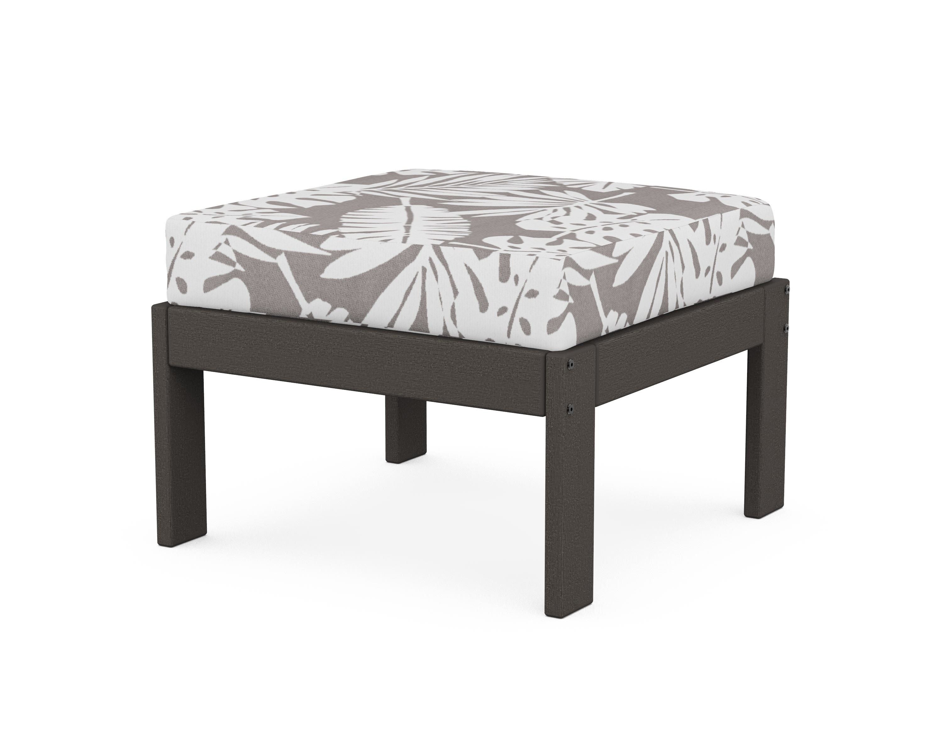 POLYWOOD® Vineyard Modular Ottoman in Vintage Coffee / Leaf Grey Mist