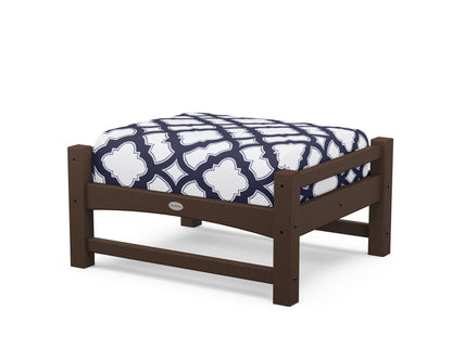 POLYWOOD® Club Ottoman in Mahogany / Trellis Navy