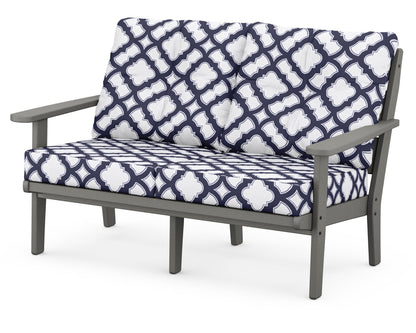 POLYWOOD® Lakeside Deep Seating Loveseat in Slate Grey / Trellis Navy