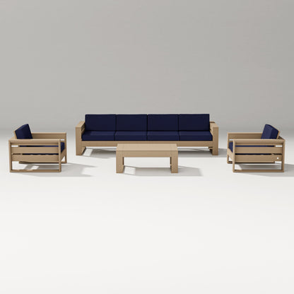 PW Designer Series Latitude 5-Piece Lounge Sofa Set in Vintage Sahara / Navy