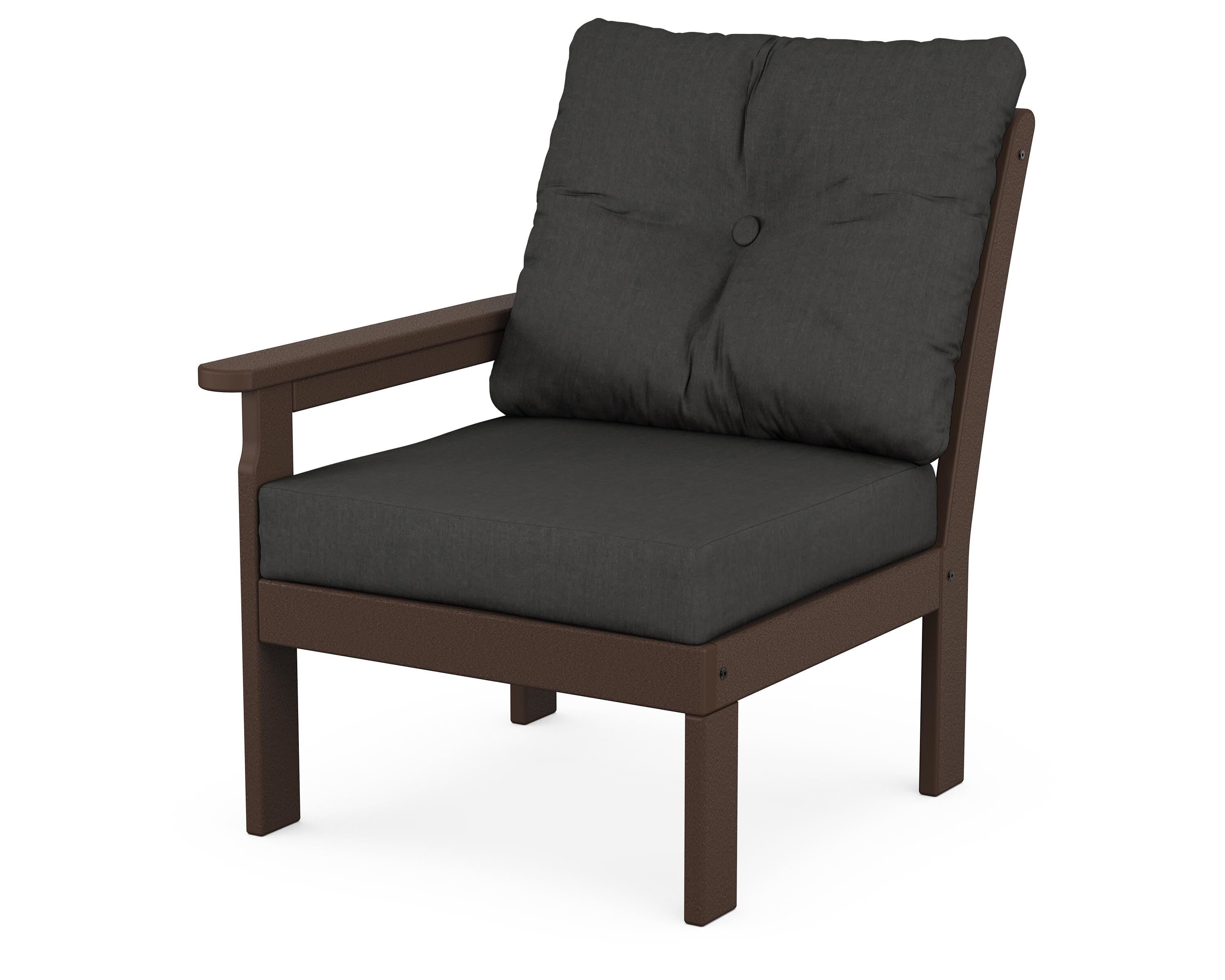 POLYWOOD® Vineyard Modular Left Arm Chair in Mahogany / Spectrum Carbon