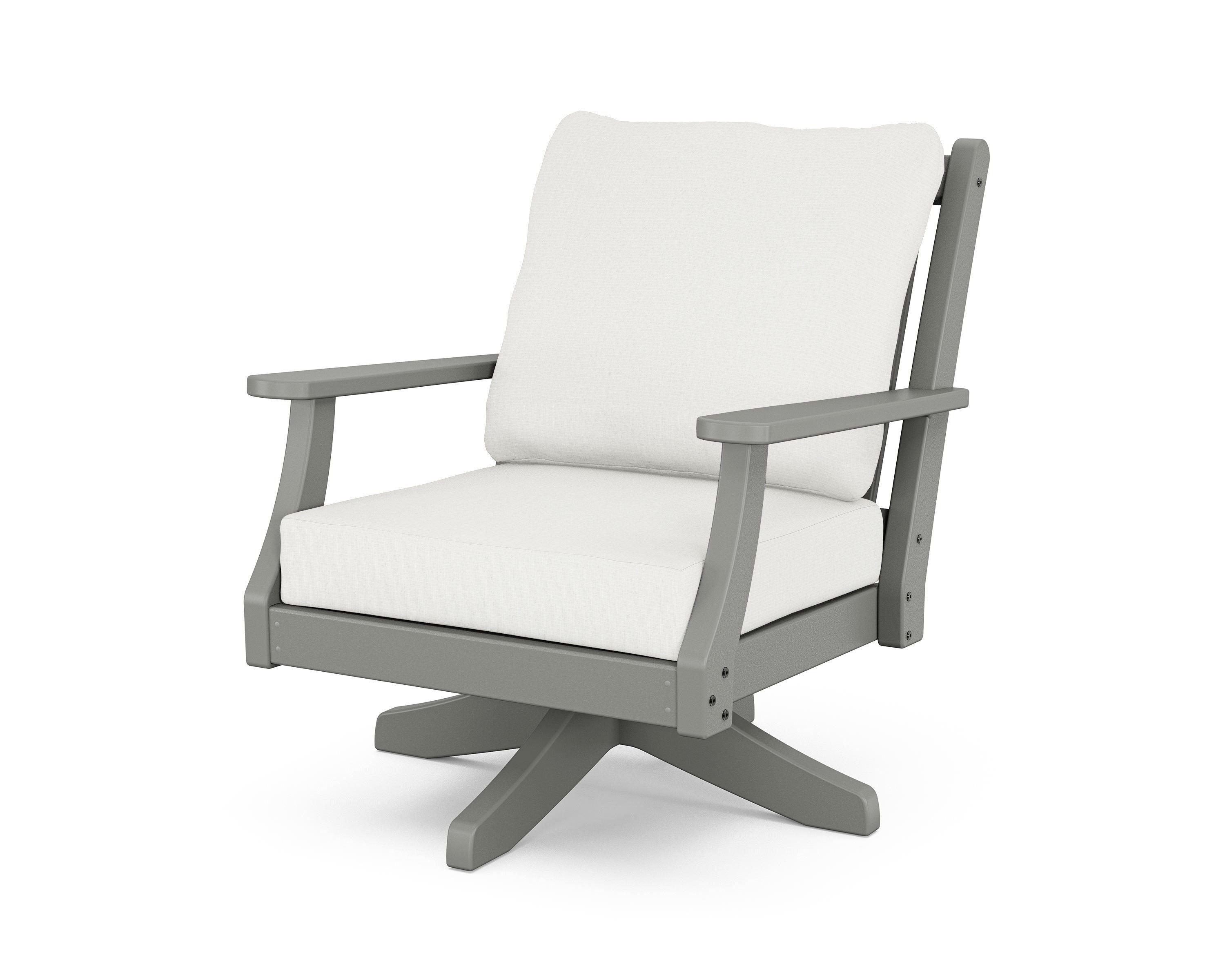 Country Living Wovendale Deep Seating Swivel Chair in Slate Grey / Natural Linen