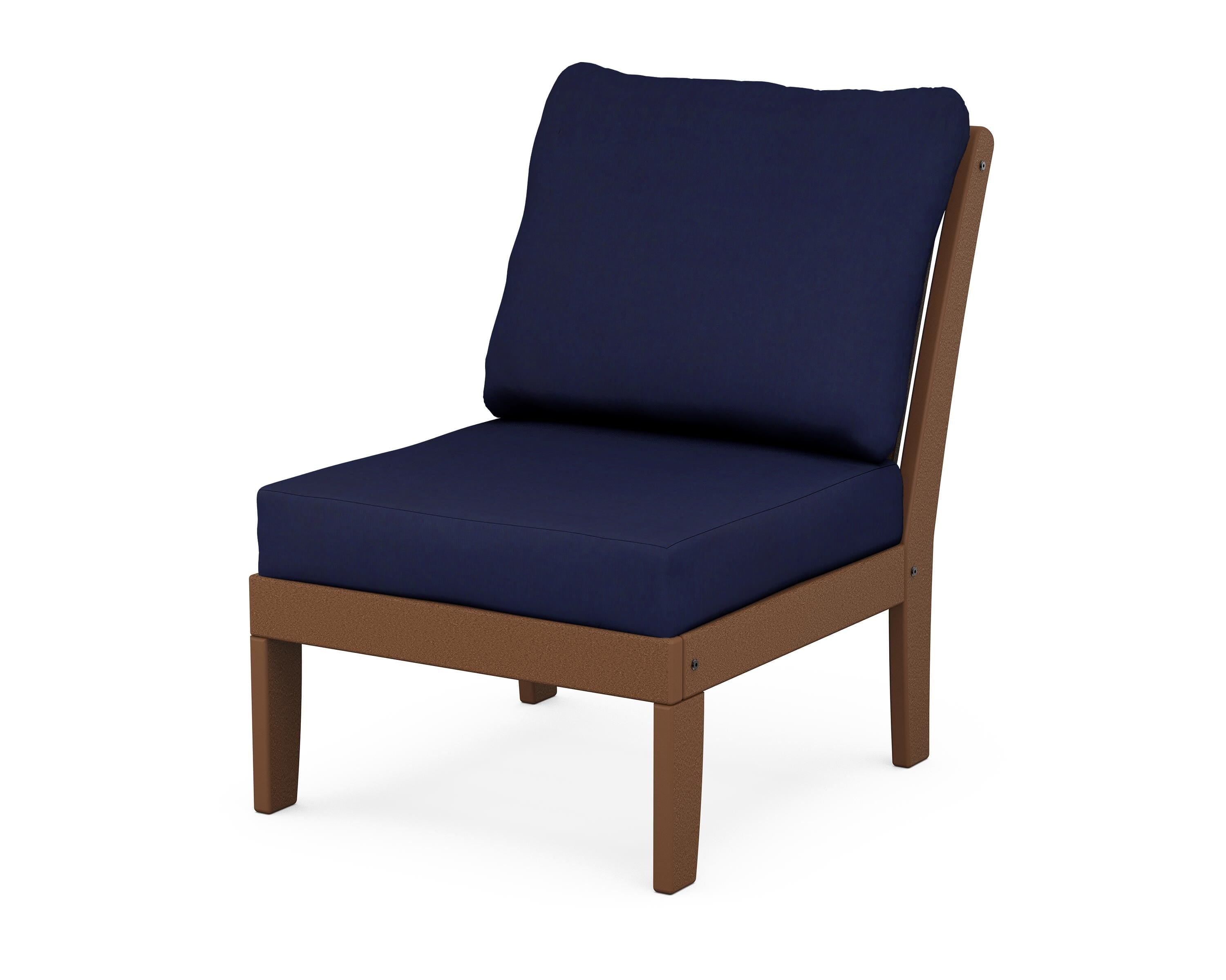 POLYWOOD® Braxton Modular Armless Chair in Teak / Navy