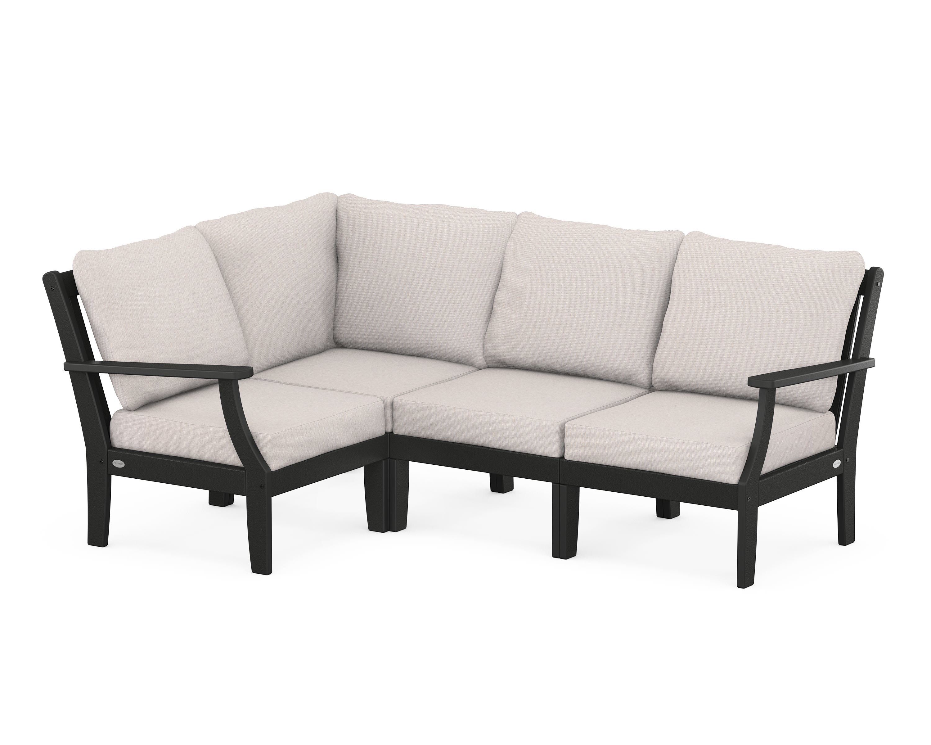 POLYWOOD® Braxton Modular 4-Piece Deep Seating Set in Black / Dune Burlap