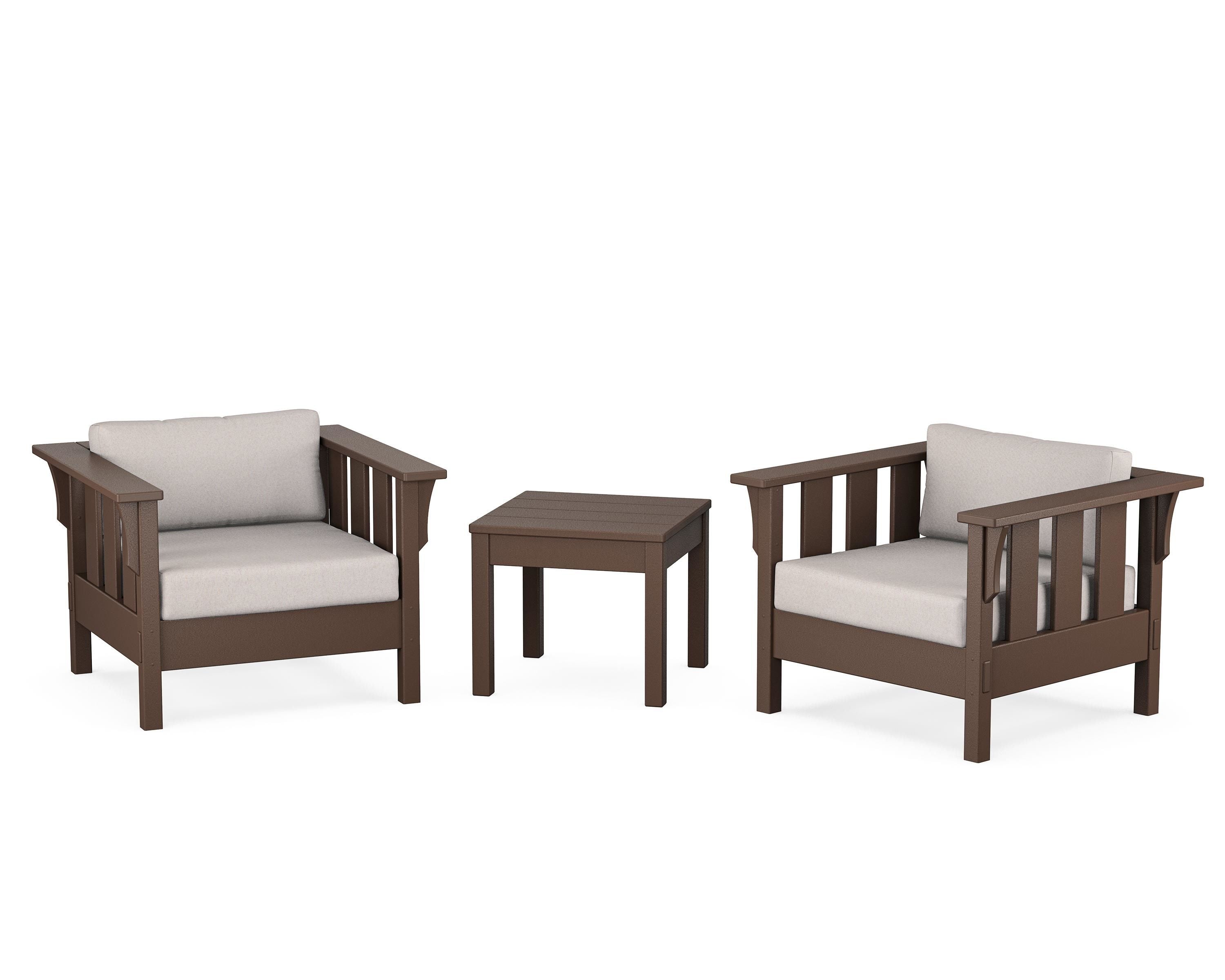 Martha Stewart by POLYWOOD® Acadia 3-Piece Deep Seating Set in Mahogany / Dune Burlap