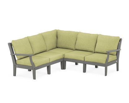 POLYWOOD® Braxton Modular 5-Piece Deep Seating Set in Slate Grey / Chartreuse Boucle