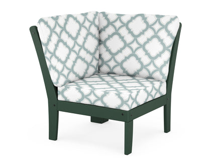POLYWOOD® Braxton Modular Corner Chair in Green / Trellis Glacier Spa