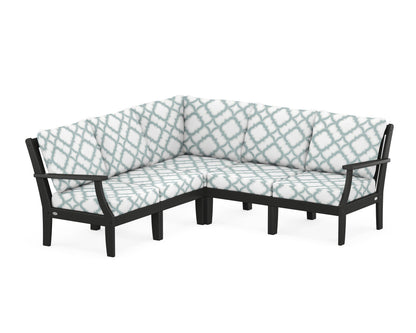 POLYWOOD® Braxton Modular 5-Piece Deep Seating Set in Black / Trellis Glacier Spa