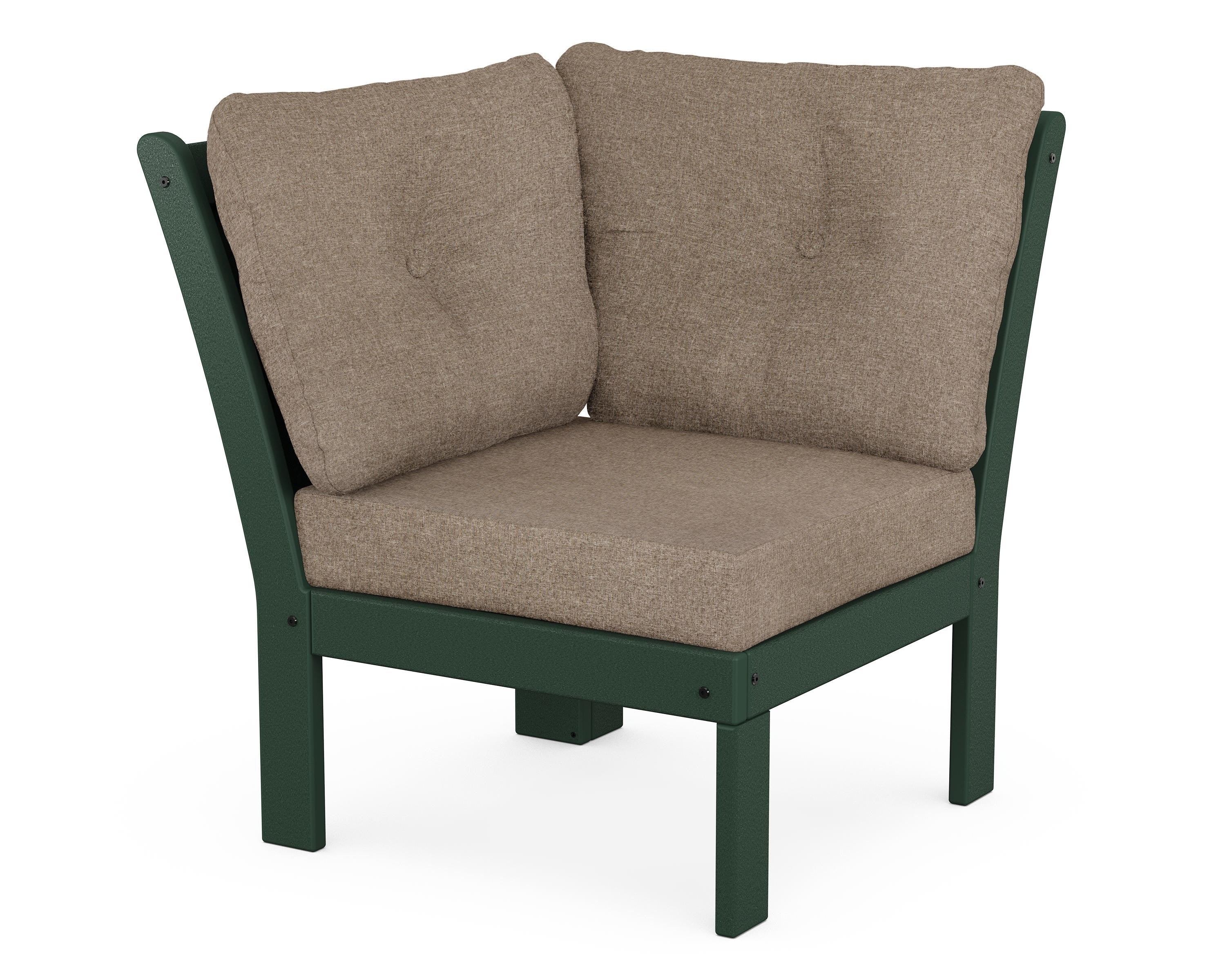 POLYWOOD® Vineyard Modular Corner Chair in Green / Spiced Burlap