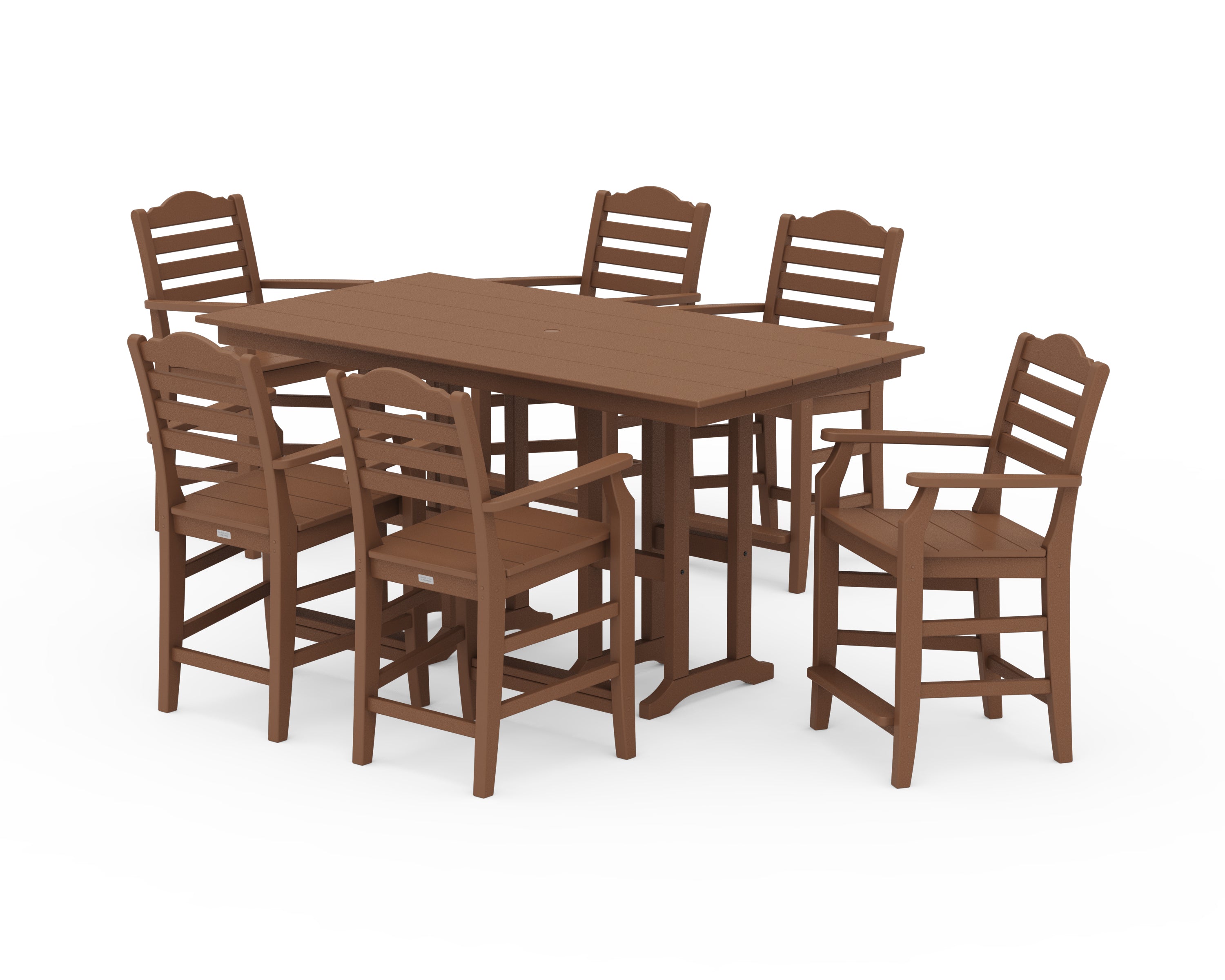 Draper James™ by  POLYWOOD® Savannah Arm Chair 7-Piece Farmhouse Counter Set in Teak