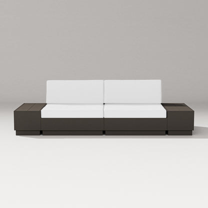 PW Designer Series Elevate 4-Piece Loveseat Sectional in Vintage Coffee / Natural