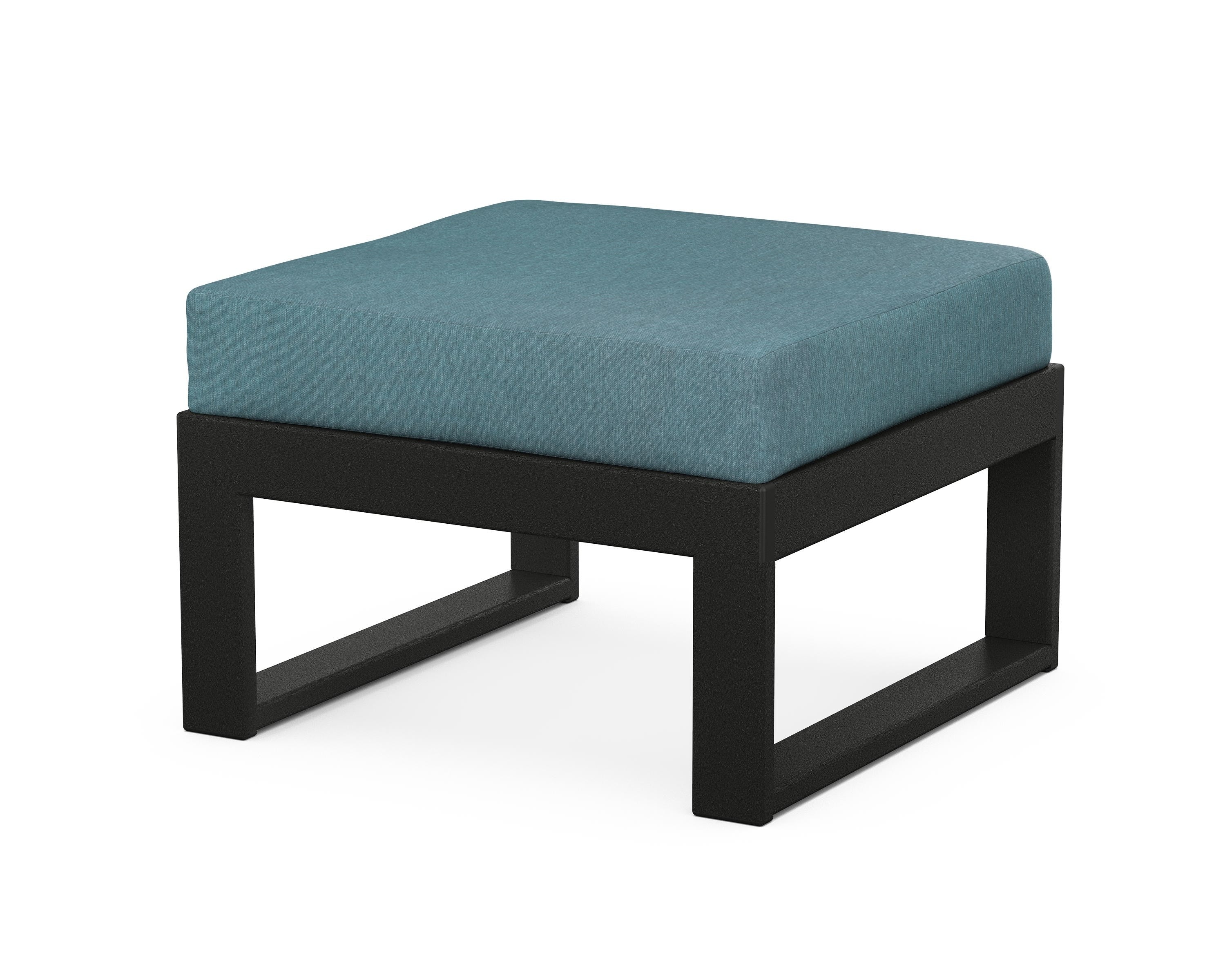 Unbranded Modular Ottoman - Modern in Black / Ocean Teal