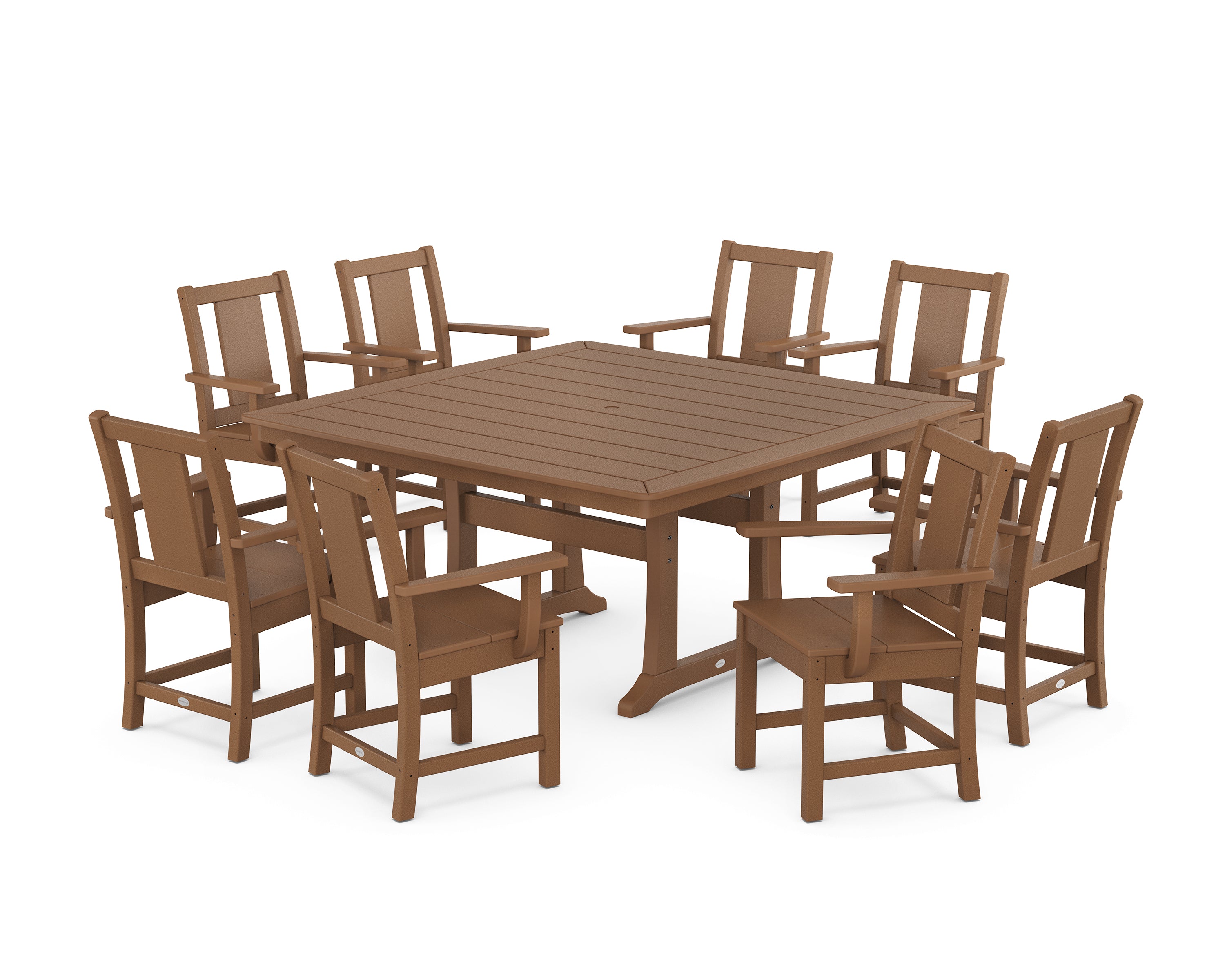 POLYWOOD® Prairie 9-Piece Square Dining Set with Trestle Legs in Teak
