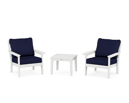 Country Living Cottage 3-Piece Deep Seating Set in White / Navy