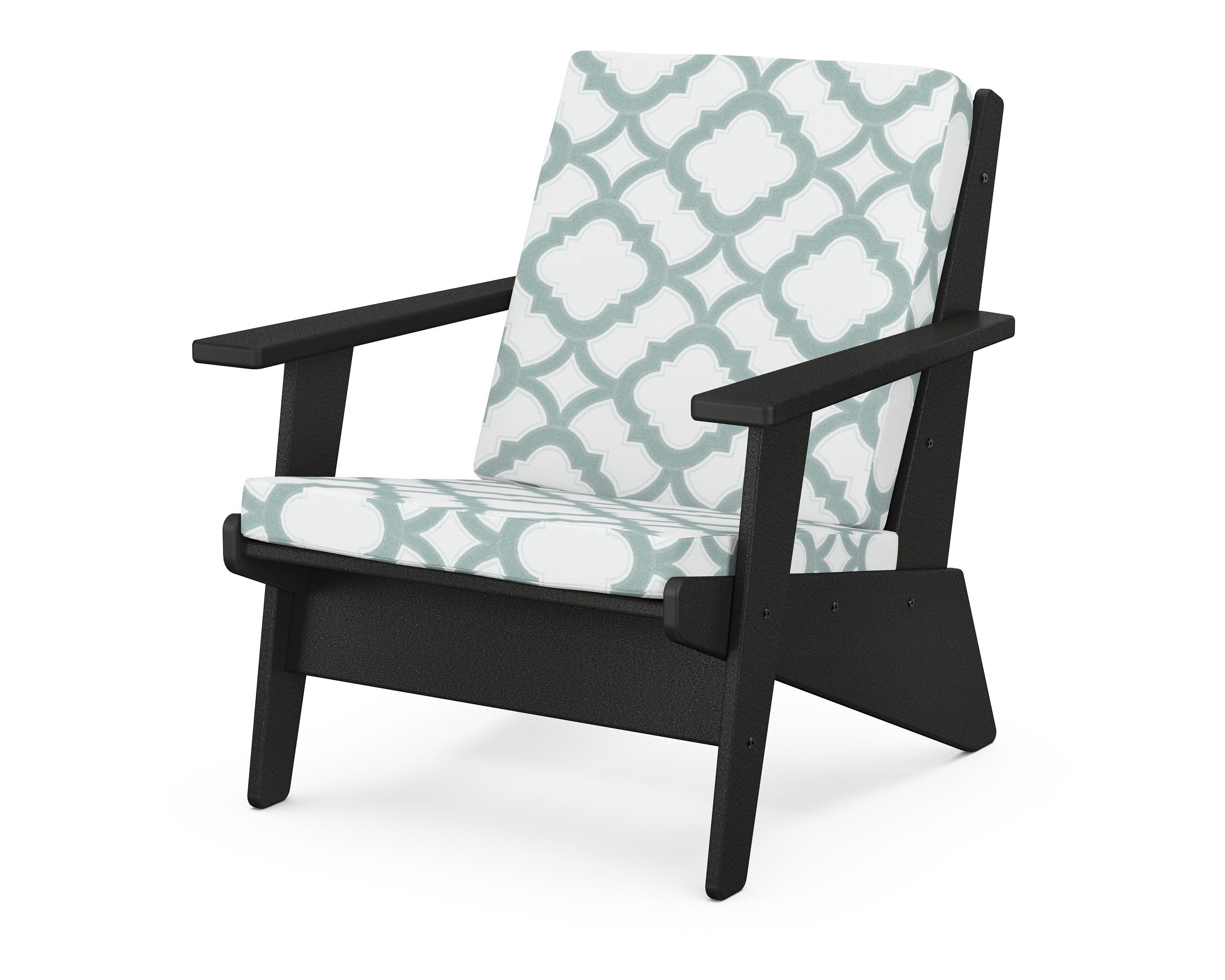 POLYWOOD® Riviera Modern Lounge Chair in Black / Trellis Glacier Spa