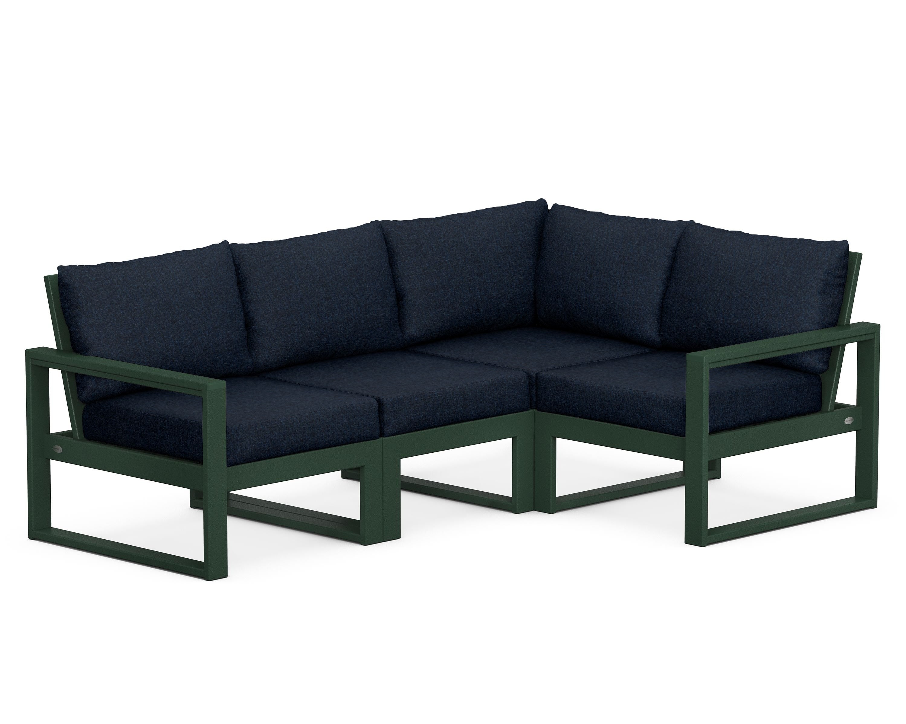 POLYWOOD® EDGE 4-Piece Modular Deep Seating Set in Green / Marine Indigo